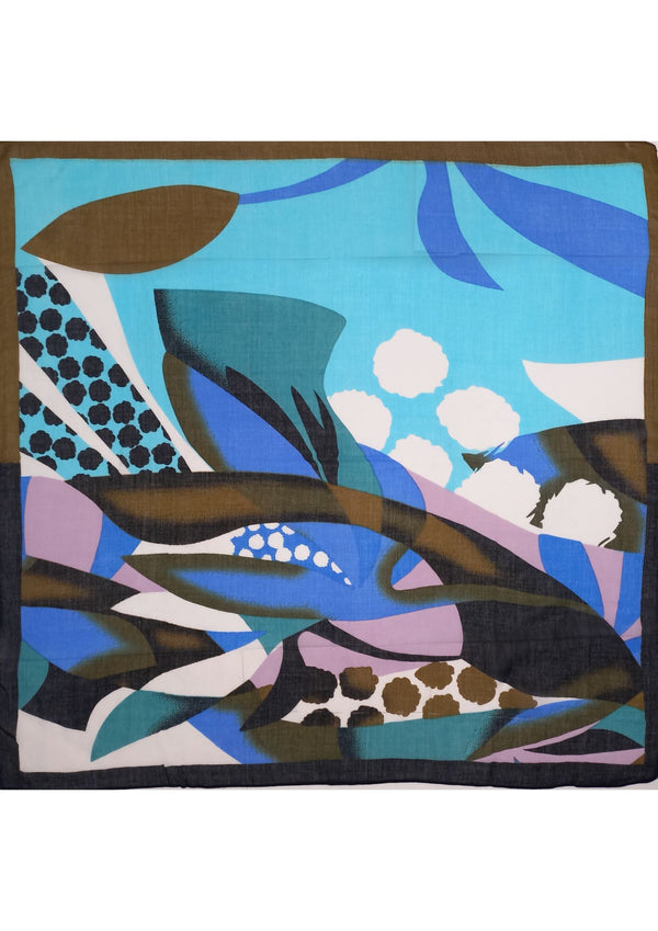 Classical Motifs Print Scarf (SE-4242_12 Blue)